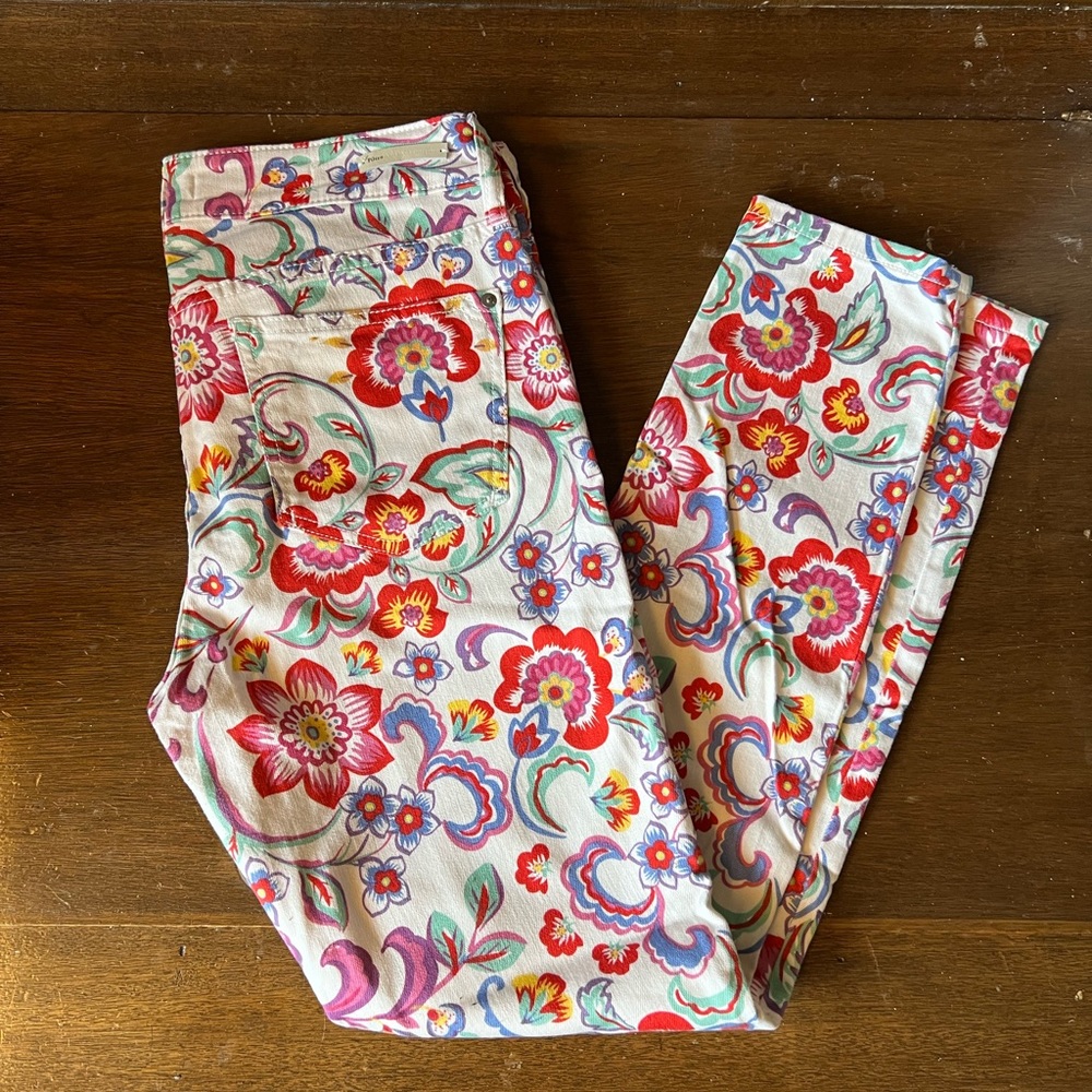 Anthropologie, Pilcro floral mid-rise skinny jeans, sz 29